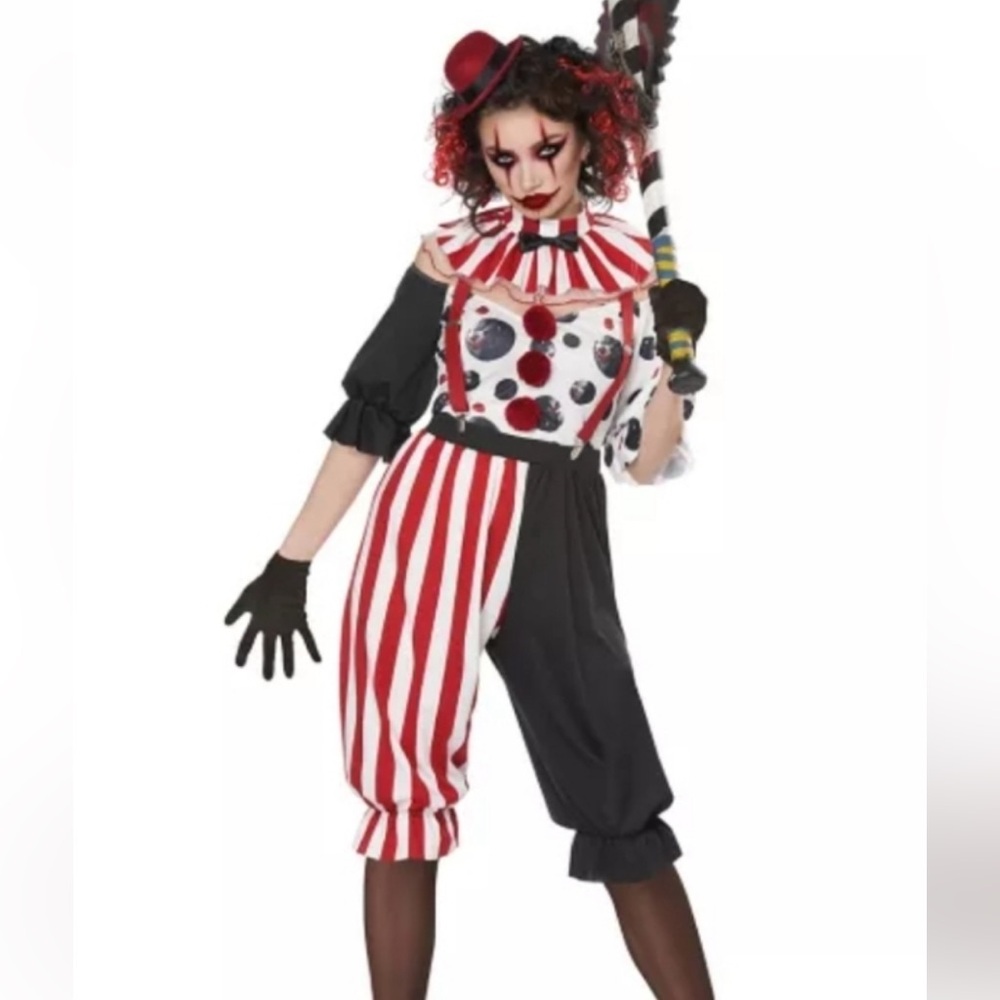 Women's Red and Black Clown Costume